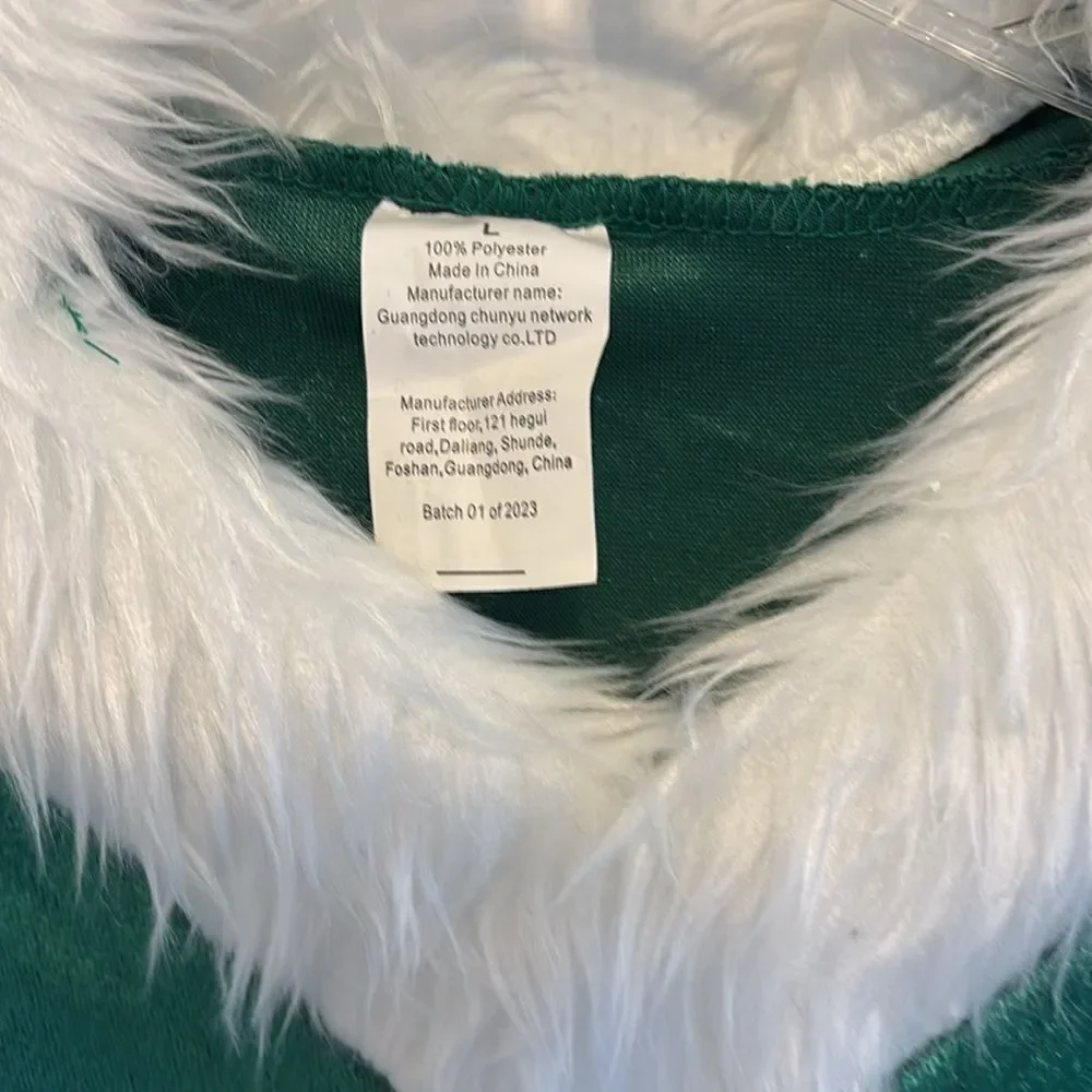 LMYOVE Girls Santa Green Elf Hooded Dress Costume(Large, Green)